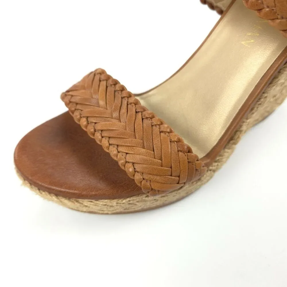 STUART WEITZMAN Elixir Wedge Espadrille Braided Leather Heels Beachy Boho Hippie